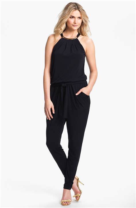 michael kors jumpsuit jeans|michael kors embellished halter jumpsuit.